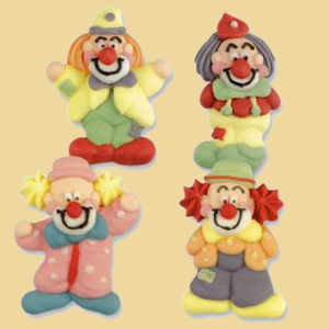 Zuckerfigur Clown flach 34x43x10mm 4 Motive