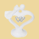 Brautpaar modern Herzdesign 14cm weiss