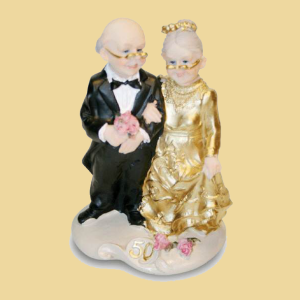 Oma & Opa Brautpaar gold 16cm