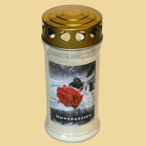 Gedenklicht Unvergessen mit Rose 4 Tage