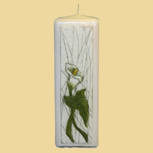 Hochzeitskerze 4 Kant Stumpen Calla 24x8cm