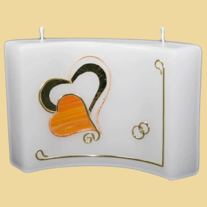 Hochzeitskerze Bogen mit Herzen in orange