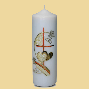 Hochzeitskerze Zur Hochzeit mit Herzen Stumpen