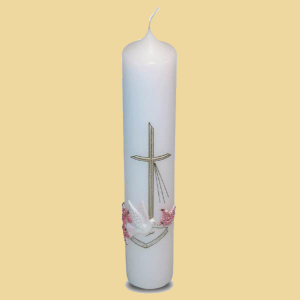 Taufstumpen mit Bibel und Taube rosa