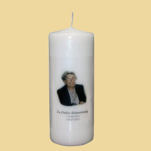 Trauerkerze 20cm mit Fotoaufdruck nach Wunsch