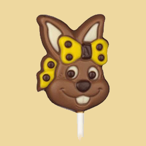 Schokolade Lolli Häsin mit Schleife 15g Vollmilch
