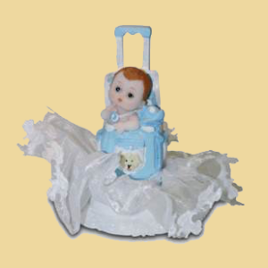 Taufe Baby Figur in Tasche blau