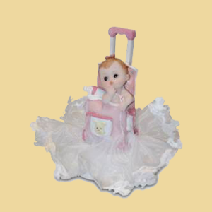Taufe Baby Figur in Tasche rosa