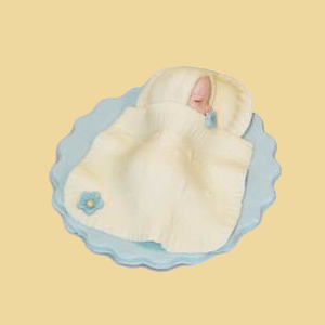 Marzipan Baby schlafend mit Decke 9cm blau